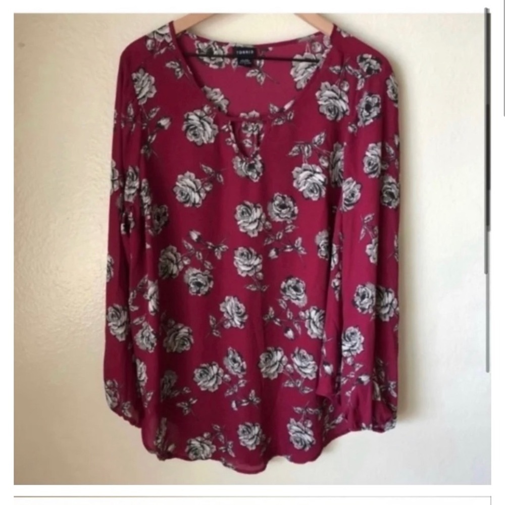 TORRID Magenta Floral Blouse - Picture 3 of 7
